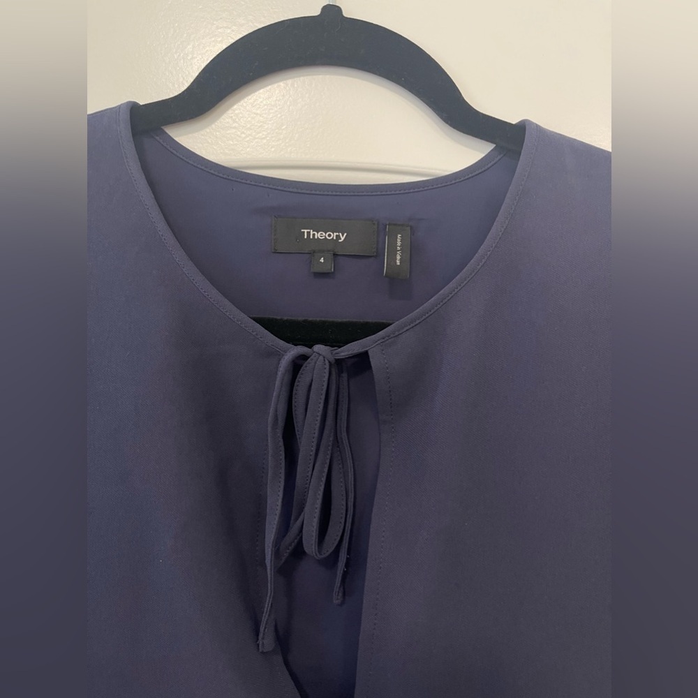 Theory Navy Front Tie T-shirt Dress - Picture 3 of 5